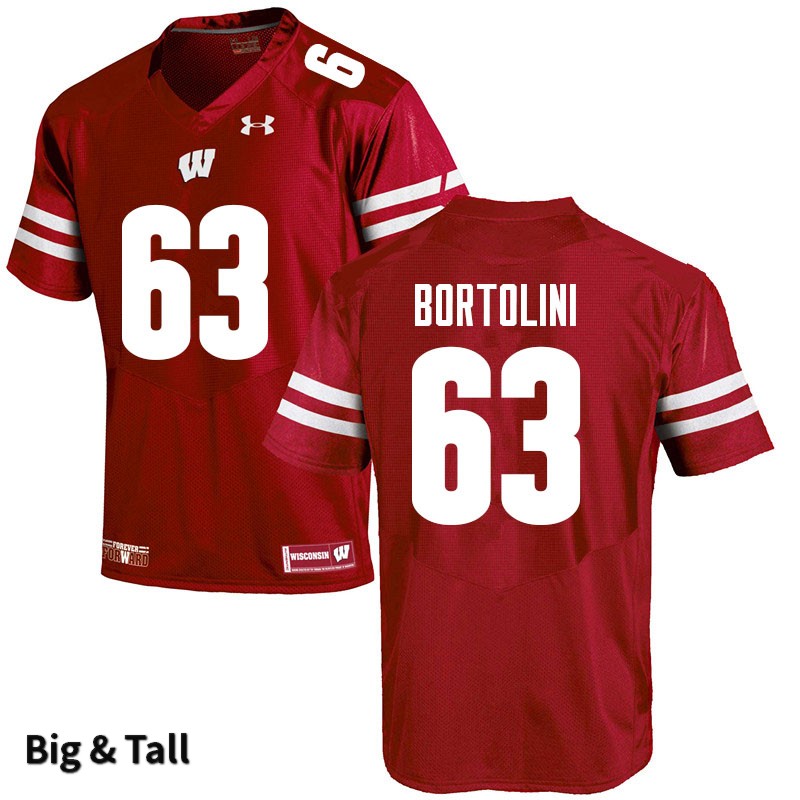 Wisconsin Badgers Men's #63 Tanor Bortolini NCAA Under Armour Authentic Red Big & Tall College Stitched Football Jersey AL40J44BG
